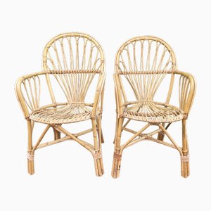 Set of Mid-Century Dutch Rattan Armchairs, 1950s