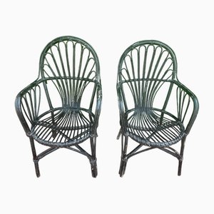 Set of Mid-Century Dutch Rattan Armchairs, 1950s