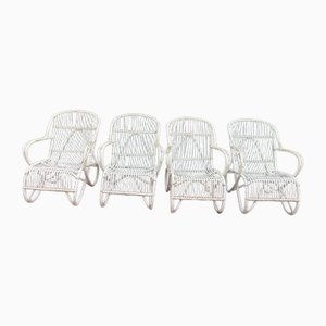 Vintage Rattan Armchairs, 1950s, Set of 4