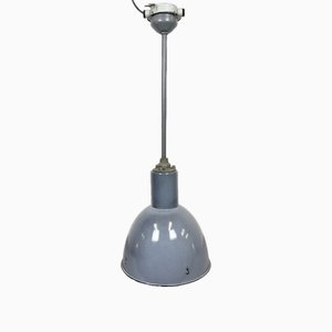 Graue industrielle Deckenlampe aus Emaille von Elektrosvit, 1950er