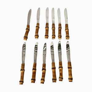French Cutlery in Faux Bamboo, 1970, Set of 12