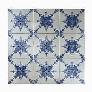 Weiß & Blau glasierte Art Deco Fliesen von Le Glaive, 1920