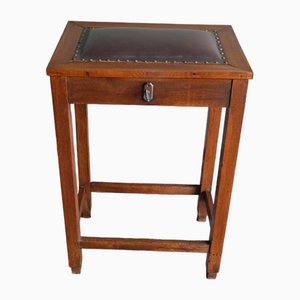 Antique Art Deco Stool with Storage Space in Oak