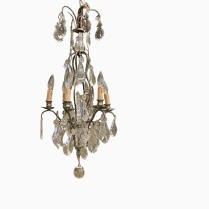 Vintage French Chandelier with Glass Drops, 1920s