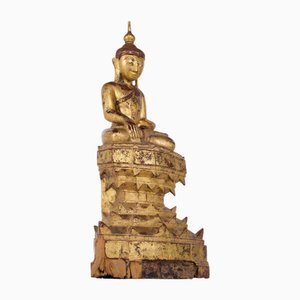 Burmesischer Künstler, Buddha, Vergoldetes Holz