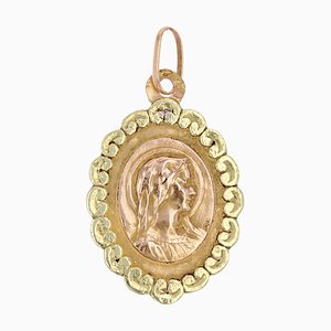 French 18 Karat Rose Yellow Gold Virgin Mary Medal, 1890s
