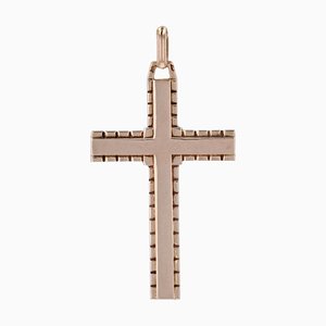 Croce piatta in oro rosa 18 carati, Francia, anni '60