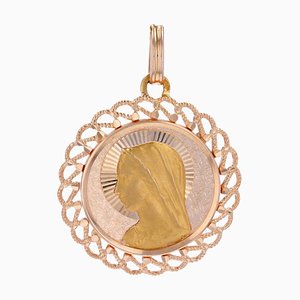 French 18 Karat Yellow Gold Virgin Mary Medal, 1960s