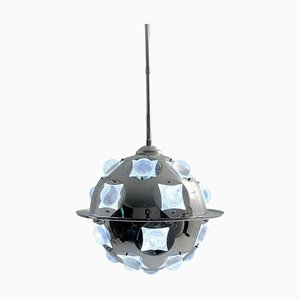 Mid-Century Modern Chrome and Glass Suspension by Oscar Torlasco, 1970s