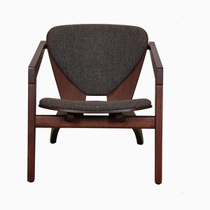 Butterfly Chair in Smoked Oak and Grey Hallingdal Fabric by Hans Wegner for Getama