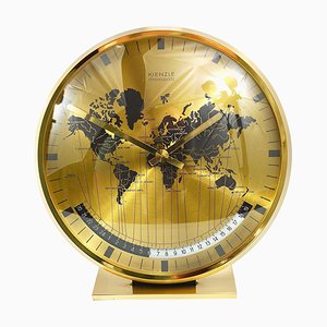 Mid-Century Brass Table Clock attributed to Wilhelm Kienzle, Germany, 1960s