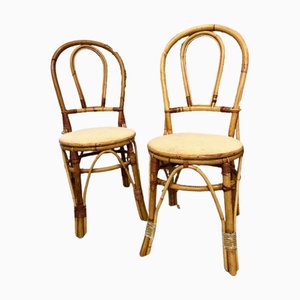 Vintage Chairs in Bamboo and Rattan, 1980s, Set of 2