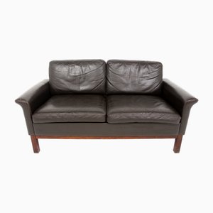 2-Seater Scandinavian Leather Sofa, Sweden, 1950s