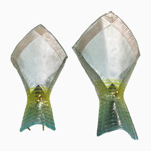 Apliques de cristal de Murano, años 70. Juego de 2
