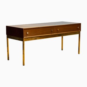 Credenza modello Club 60 in noce e ottone di Nybro Sweden, anni '60