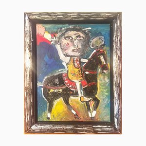 Jean-Louis Lacaze Laban, Figure on Horseback, 1990s, Oil on Canvas, Framed
