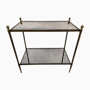 Brass Console Table and Golden Mirror, 1970s