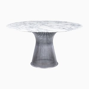 Mesa de comedor con plato de mármol Arabescato de Warren Platner para Knoll International, años 70