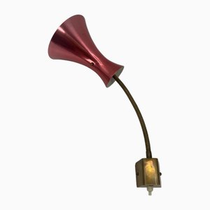 Deutsche Vintage Wandlampe mit Metallic Schirm in Rosa, 1950