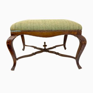 Antique French Louis XV Style Walnut Bench Stool, 1800s