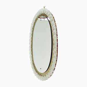 Italienischer Ovaler Spiegel mit Rahmen aus mundgeblasenem Glas von Barovier & Toso, 1958