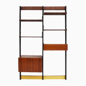 Italian Adjustable Bookcase in Rosewood and Brass by Luciano Frigerio, 1968