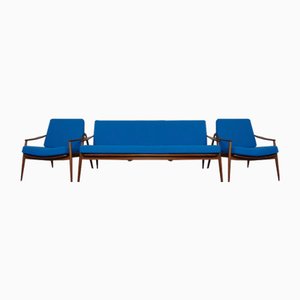 Divano e poltrone in teak di Hartmut Lohmeyer per Wilkhahn, anni '60, set di 3