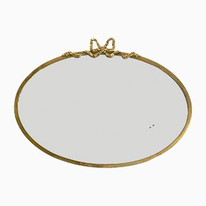 French Louis XVI Style Oval Mirror in Bronze and Brass, 1880