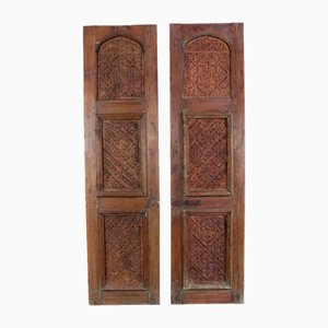 A Couple of Antique Handmade and Handcarved Sliding Door Panel, Swat-Velley Pakistan, 1920s