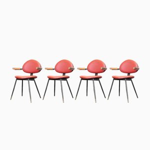Exceptional Set of 4 Chairs and 2 Design Stools Carlo Mollino, Created for Dancing Lutrio in Turin in 1959, Set of 6