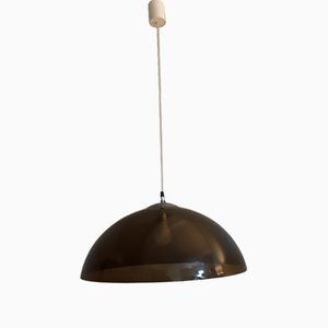 Lampada da soffitto vintage con schermo in plastica marrone, anni '70