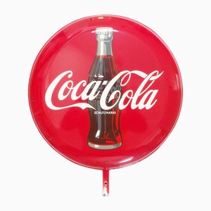 Großes doppelseitiges emailliertes Coca Cola Schild, 1960er