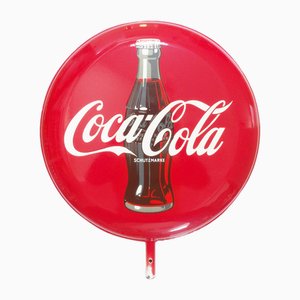 Insegna Coca Cola grande bifacciale smaltata, anni '60