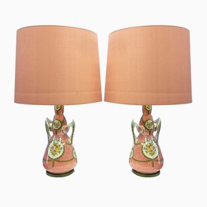 Italian Ceramic & Brass Table Lamps, 1950s, Set of 2, Set of 2