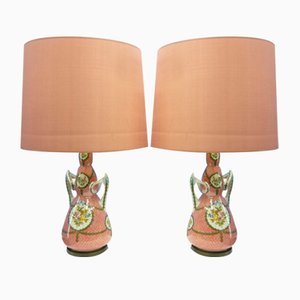 Lampade da tavolo in ceramica e ottone, Italia, anni '50, set di 2, set di 2