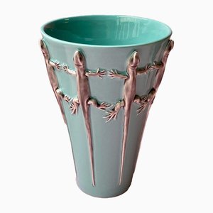 Hand Decorated Lizard Vase by Bordallo Pinheiro