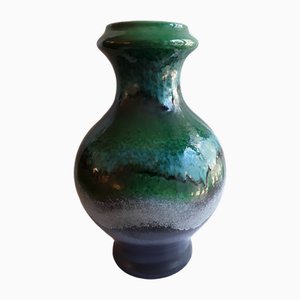 Large Vintage German Ceramic Vase in Green Blue and Gray by Dümler & Breiden, 1970s