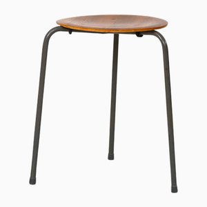 Sgabello vintage con sedile in teak, anni '60