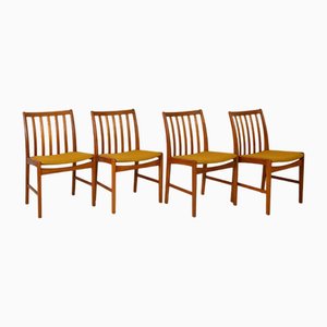 Scandinavian Teak Chairs with Padded Seats, 1960s, Set of 4