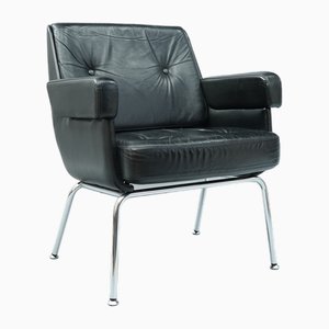 Mid-Century Leather & Tubular Steel Armchair from Drabert, 1960s