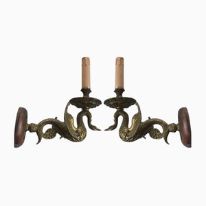 Lámparas de pared de bronce, años 20. Juego de 2