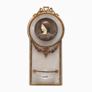 Benitier de Piscine d'Eau Sainte en Onyx et Laiton par LO Mattei, 1890s