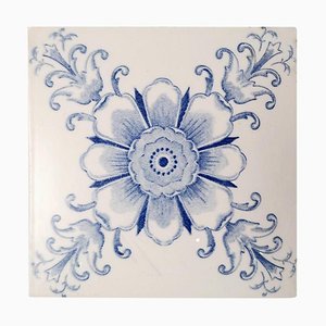 Azulejos esmaltados Art Déco en blanco y azul de Le Glaive, 1920