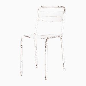 Sillas de exterior apilables francesas vintage de metal blanco de Tolix, años 50