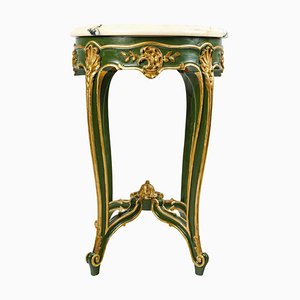 Louis XV Carved, Painted and Gilded Wood Pedestal Table