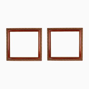 Vintage Frames in Polished Wood with Bronze Decoration of Acanthus and Cord, Set of 2