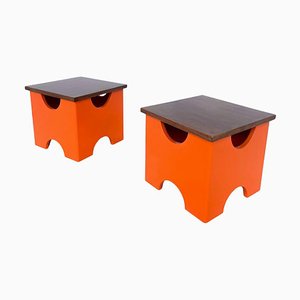 Tabourets Dado Mid-Century Modernes attribués à Ettore Sottsass, 1970s, Set de 2