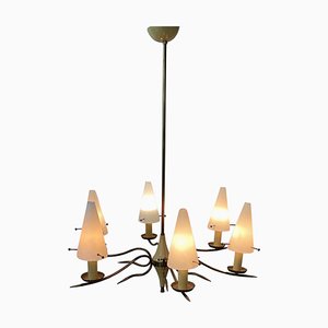 6 Light Chandelier attributed to Stilnovo, 1950s