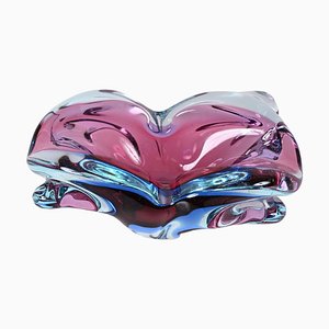Italian Purple, Blue and Pink Sommerso Murano Glass Bowl by Flavio Poli, 1960s