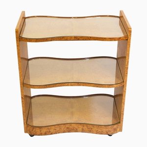 Art Deco Etagere Servierwagen aus Wurzelahorn, Harry und Lou Epstein zugeschrieben, 1930er